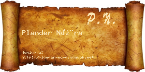 Plander Nóra névjegykártya